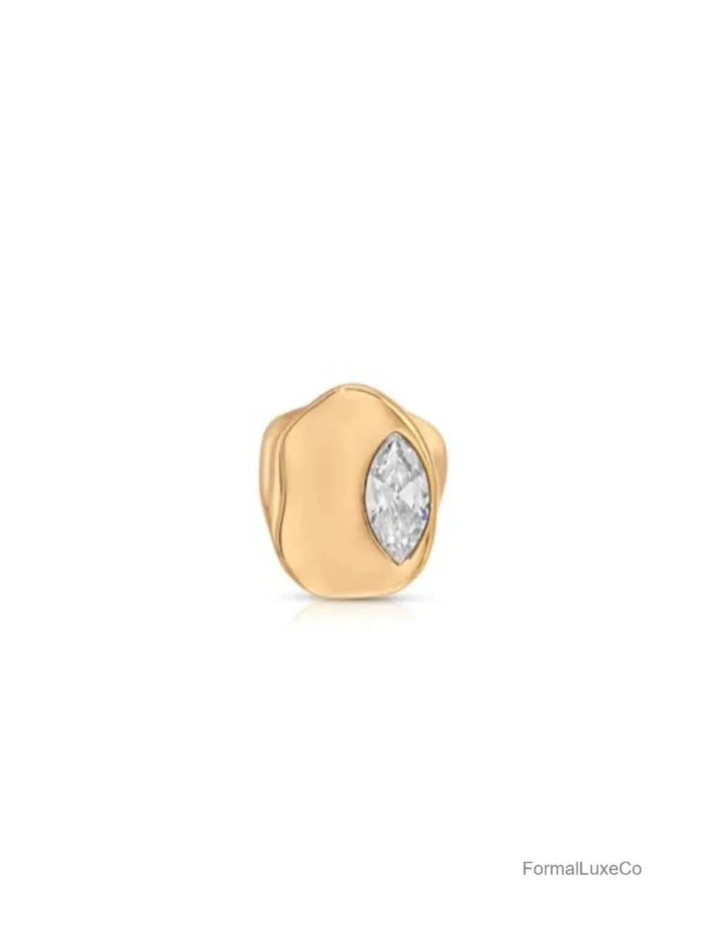 18k Gold Plated Statement Ring for Women, Crystal Ring, Size 7, Bold Jewelry